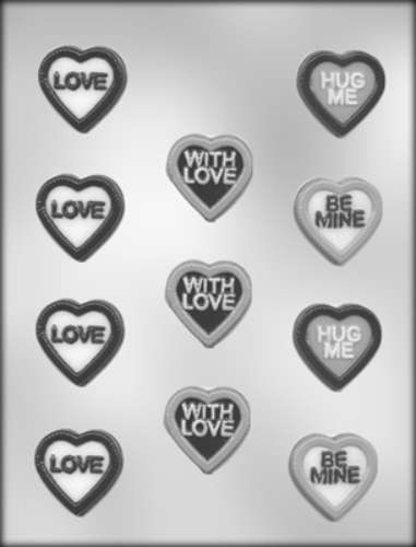 Hearts With Messages Chocolate Mould - Click Image to Close